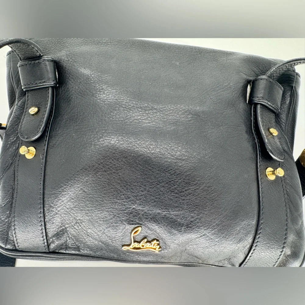 Christian Louboutin Black Leather Crossbody Bag | Red Lining | Gold Hardware